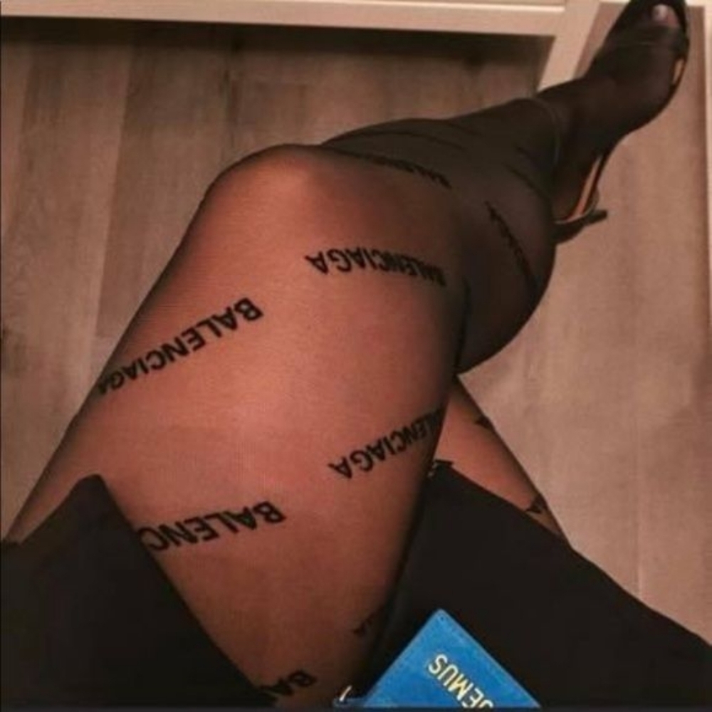 Balenciaga Brown Logo Pattern Tights